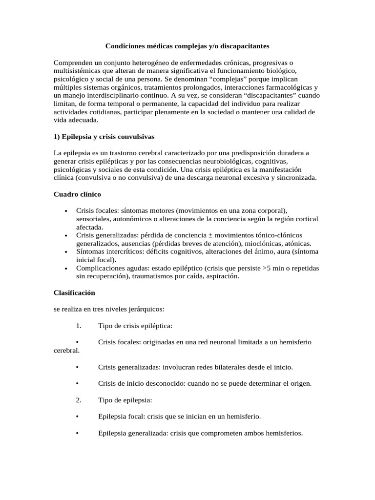 Condiciones médicas complejas y su manejo | PDF | Epilepsia ...
