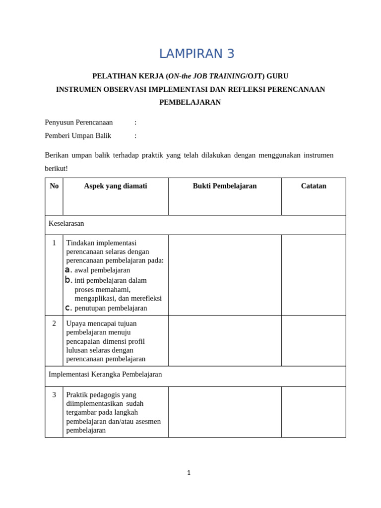 INSTRUMEN OBSERVASI (2) | PDF
