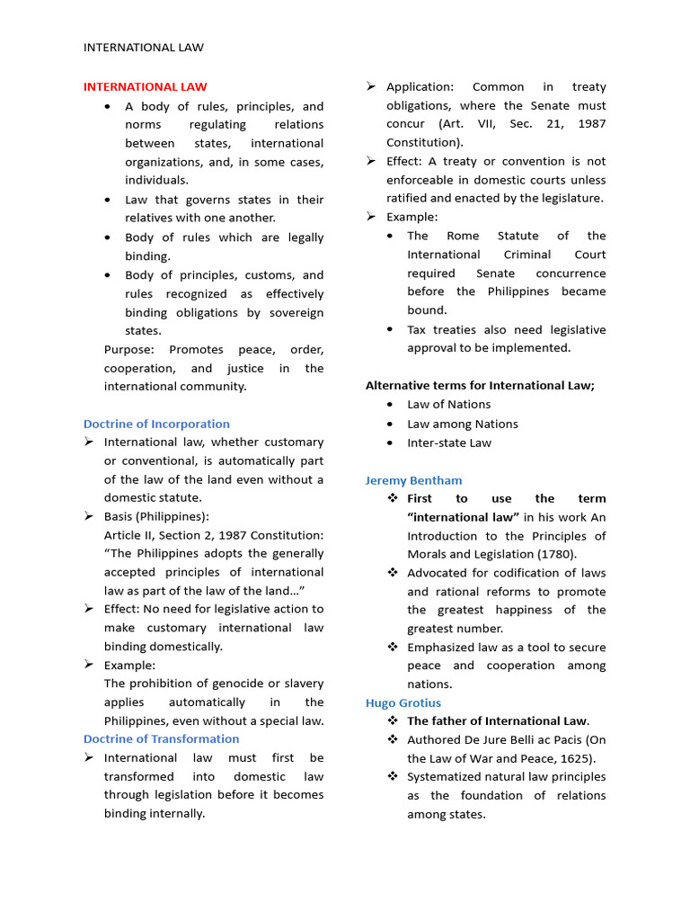 International Law Notes | PDF | Treaty | International Law