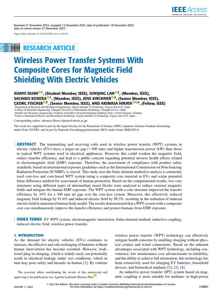 Composite Core WPT for EVs EMF Safety | PDF | Inductor | Electric Vehicle