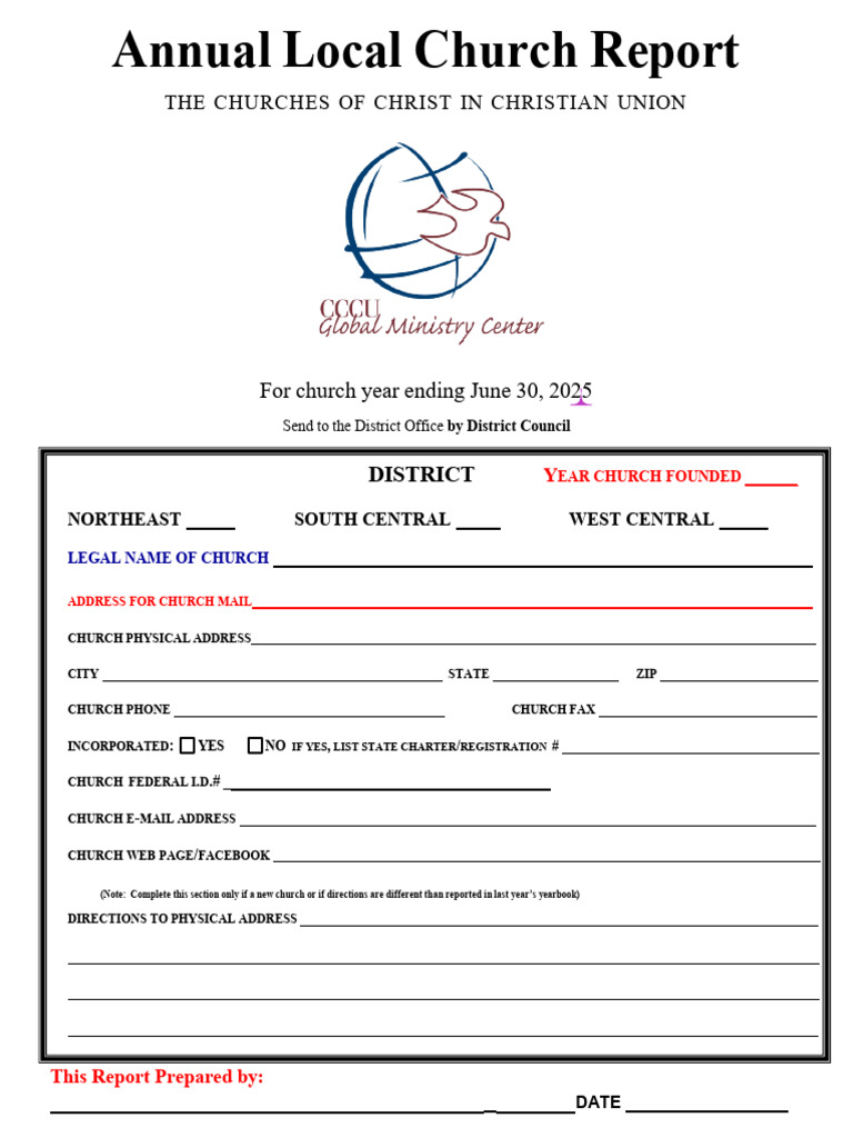 Annual Church Report Template 2025 | PDF | Social Security (United ...