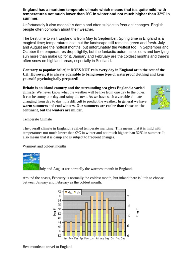 England has a maritime temperate climate which means that it | PDF ...
