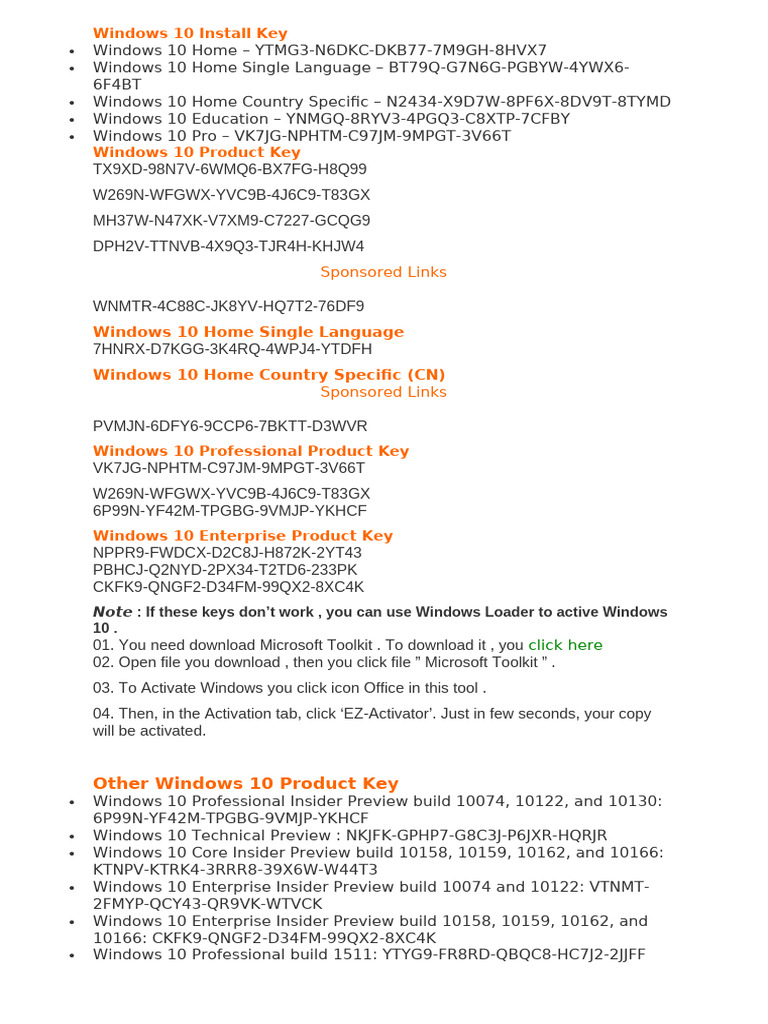 Windows 10 Keys | PDF