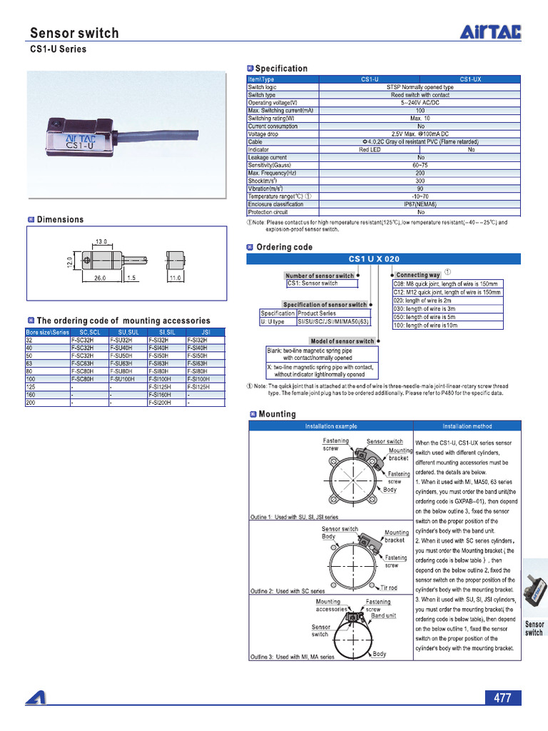 C5-CS1U Cylinder Sensor | PDF