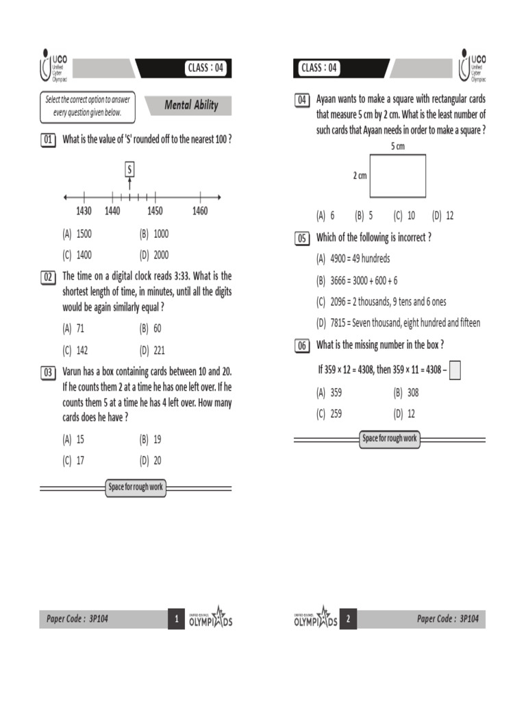 Class 4 Mental Ability and English Test | PDF | Computer File | Sphere
