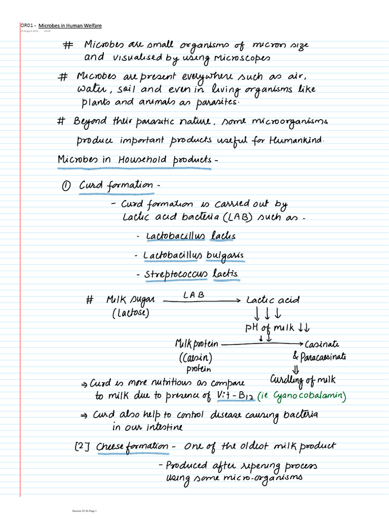 OR01-Microbes in Human Welfare Notes | PDF