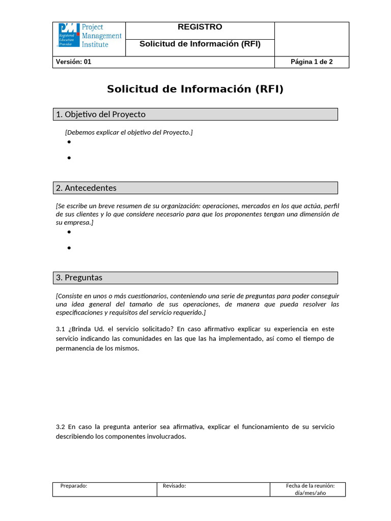 Plantilla RFI | PDF