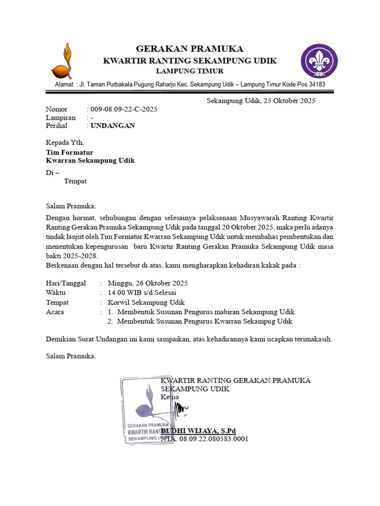 Undangan Rapt Tim Formatur | PDF