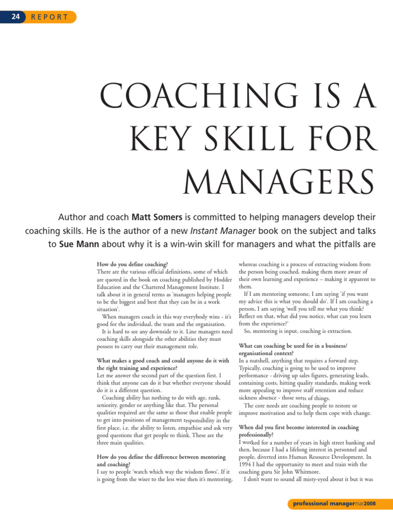 Understanding Coaching for Managers | PDF | Mentorship