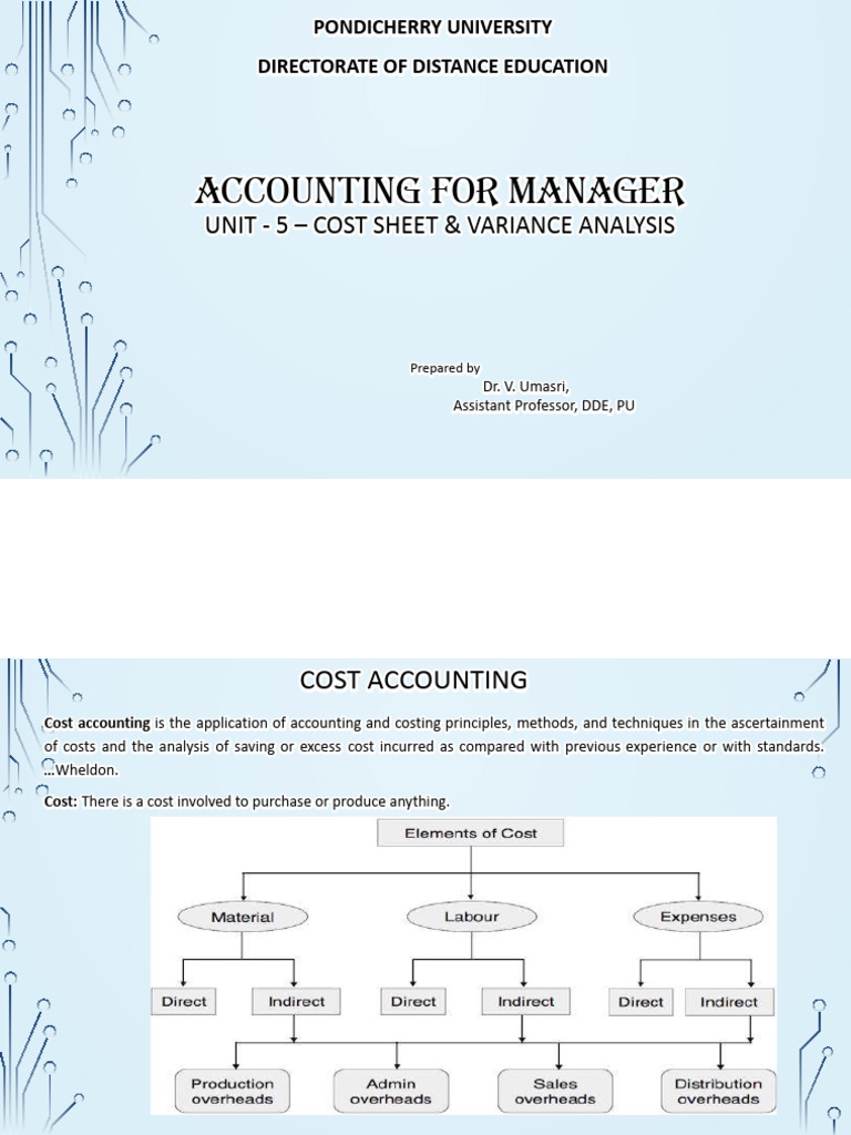 Cost Sheet & Variance Analysis Guide | PDF | Cost Accounting | Cost Of ...