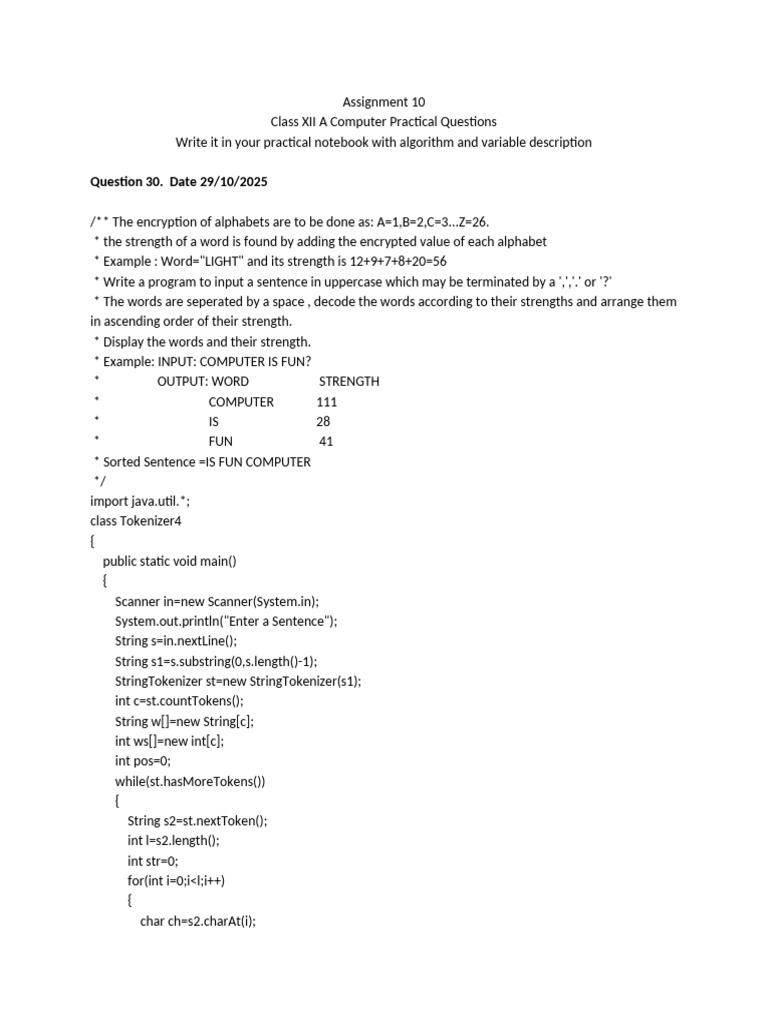 Class XII Assignment 10(Prac) | PDF
