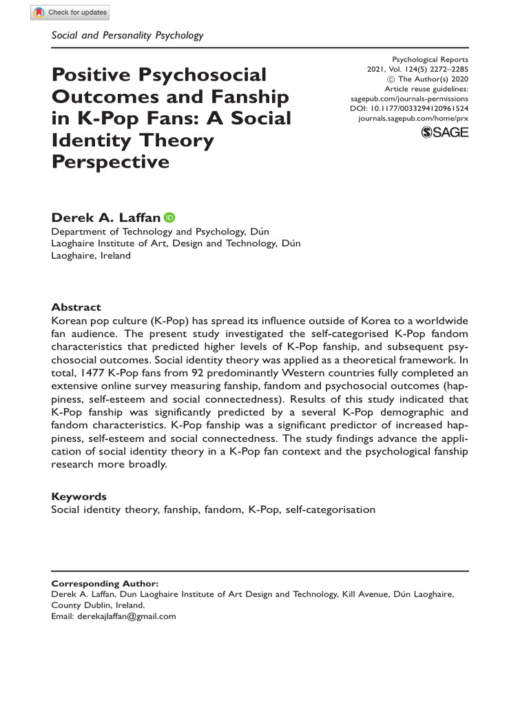 K-Pop Fanship and Psychosocial Benefits | PDF | Structural Equation ...