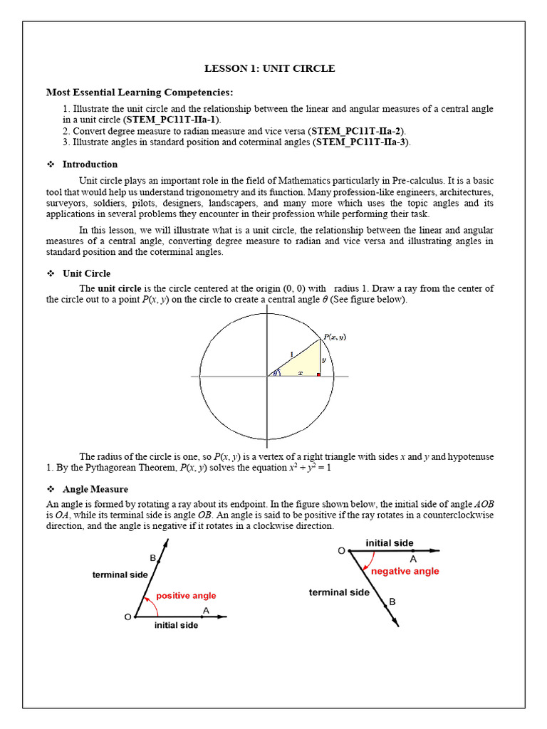 Understanding the Unit Circle in Trigonometry | PDF | Angle | Circle