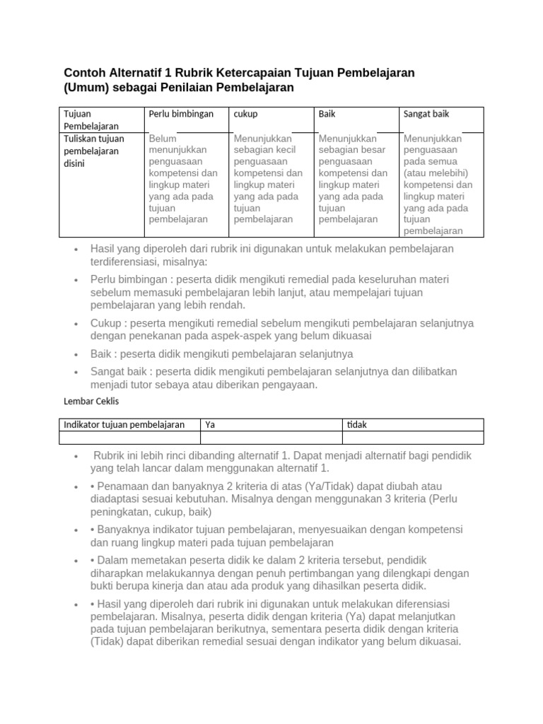 Contoh Rubrik | PDF