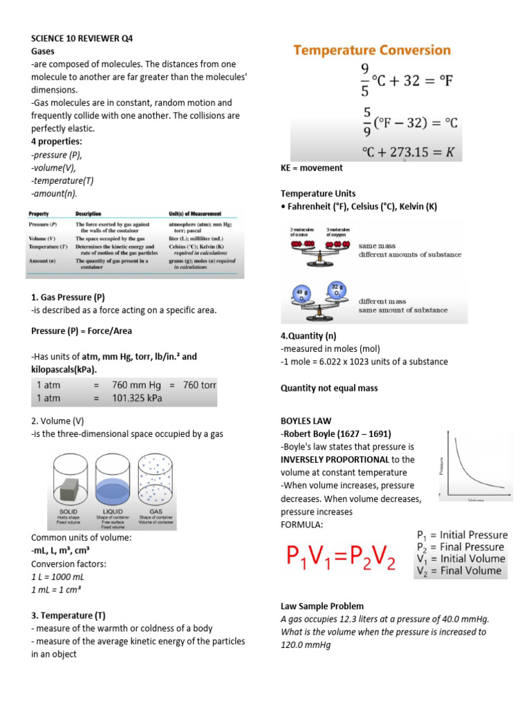 Science 10: Gases and Biomolecules Review | PDF | Reaction Rate ...