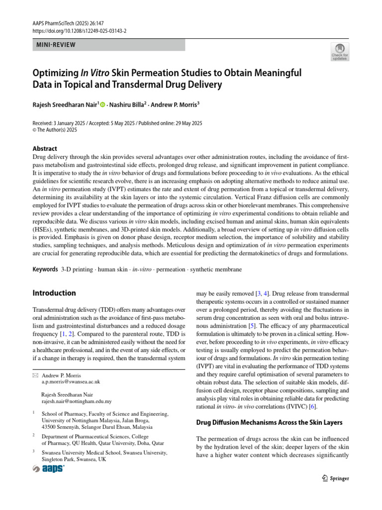 In Vitro: Optimizing Skin Permeation Studies To Obtain Meaningful Data ...