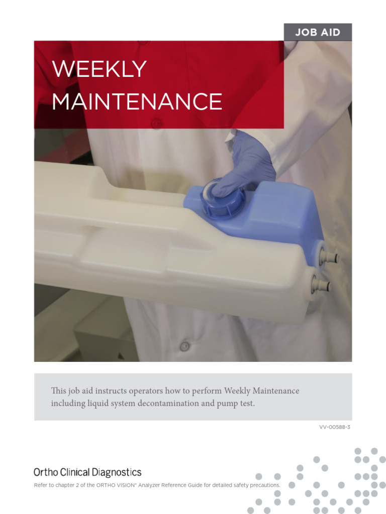 Weekly Maintenance for ORTHO VISION® Analyzer | PDF | Environmental ...