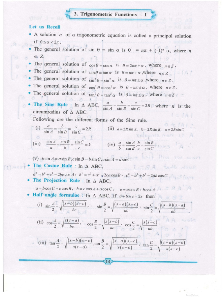 3) Trigonometric Function I | PDF