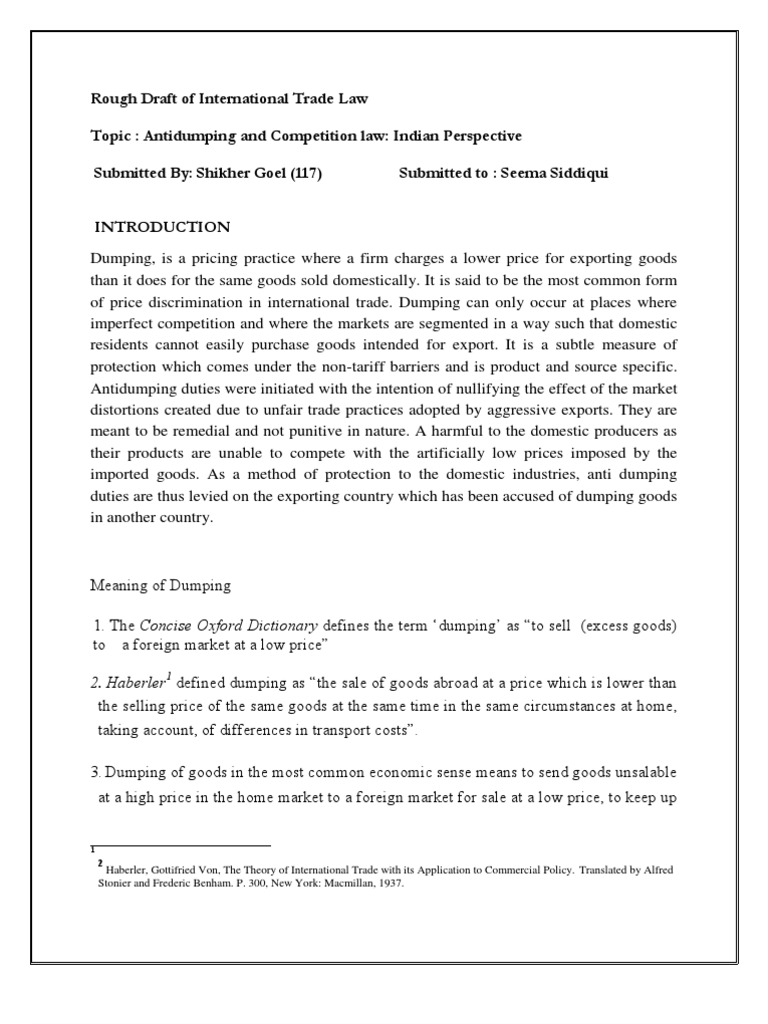 Antidumping Law in India Explained | PDF | Dumping (Pricing Policy ...