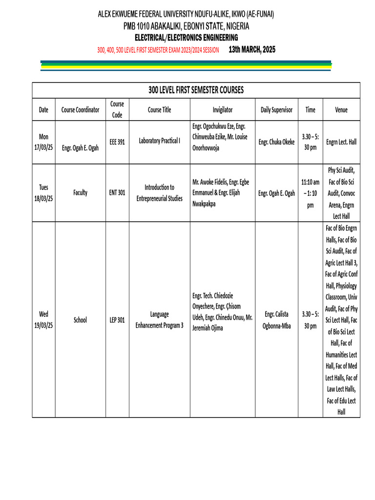 EEE Exam Timetable March 2025 | PDF | Computer Engineering | Electronics