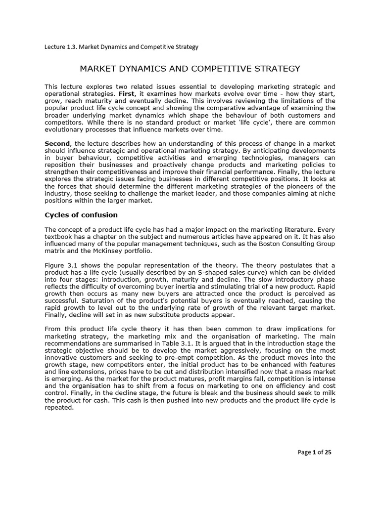1.3. Market Dynamics & Competitive Strategy | PDF | Strategic ...