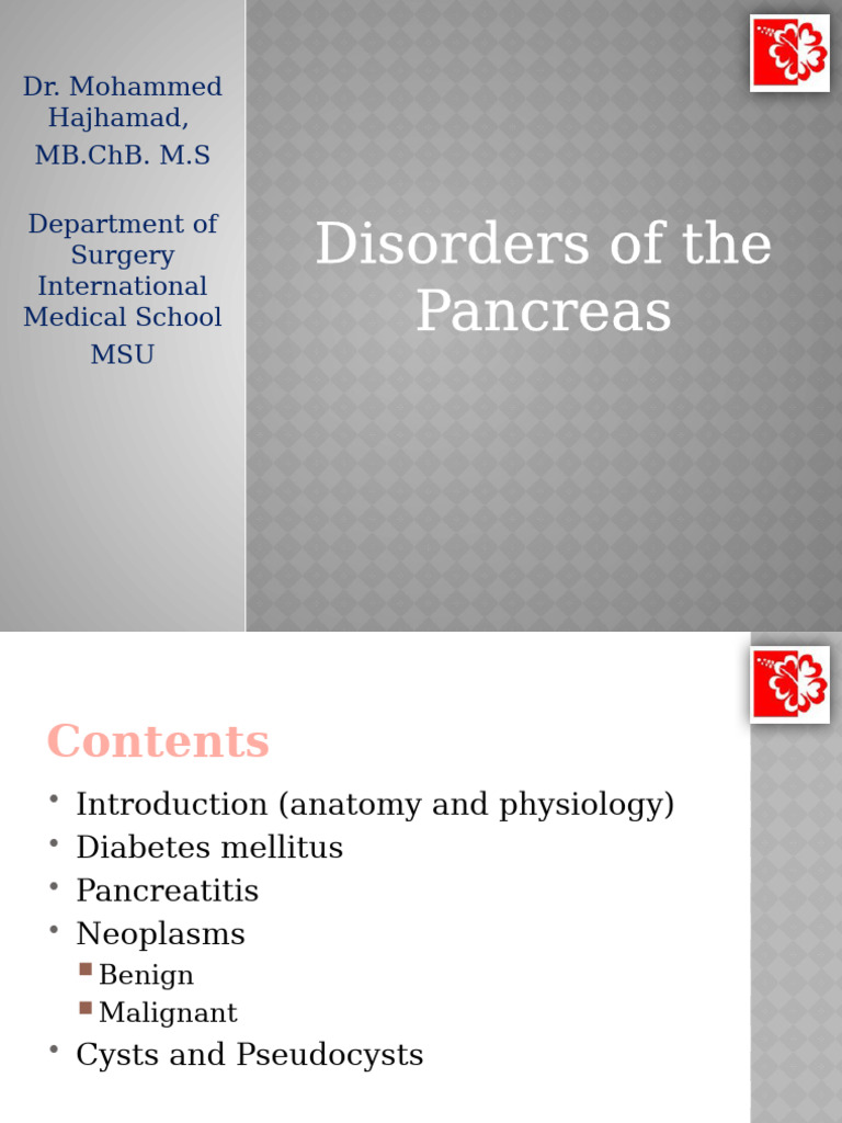 01 MSU Disorders of Pancreas Hajhamad M | PDF | Pancreas | Diabetes