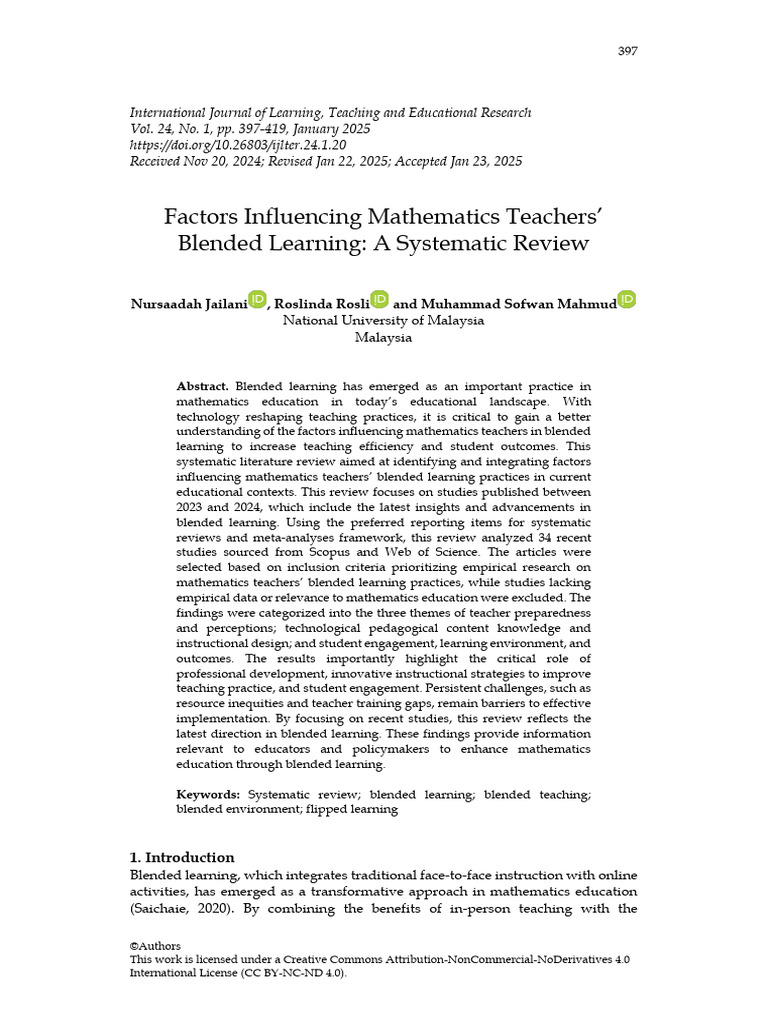Factors Affecting Math Teachers' Blended Learning | PDF | Learning ...