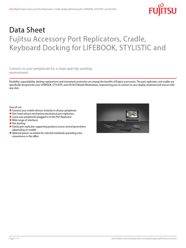 Fujitsu Port Replicators & Docks Overview | PDF | Hdmi | Usb