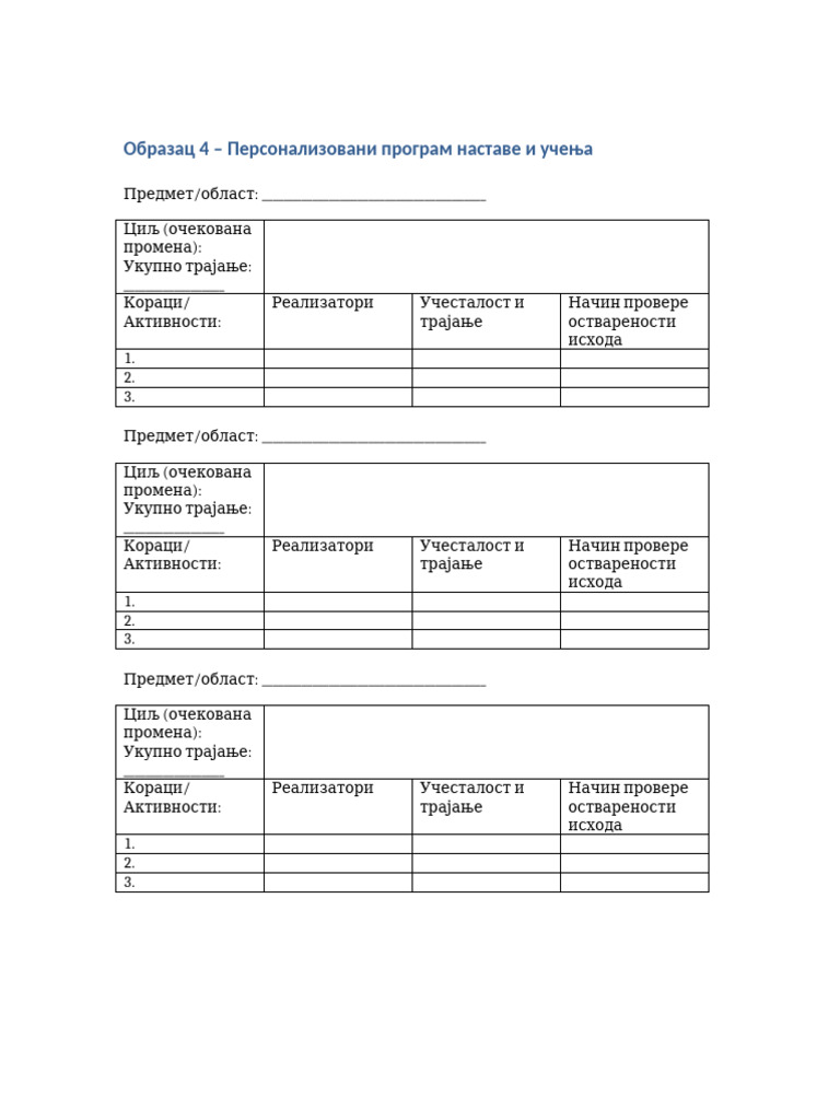 Personalizovani Program Nastave I Ucenja | PDF