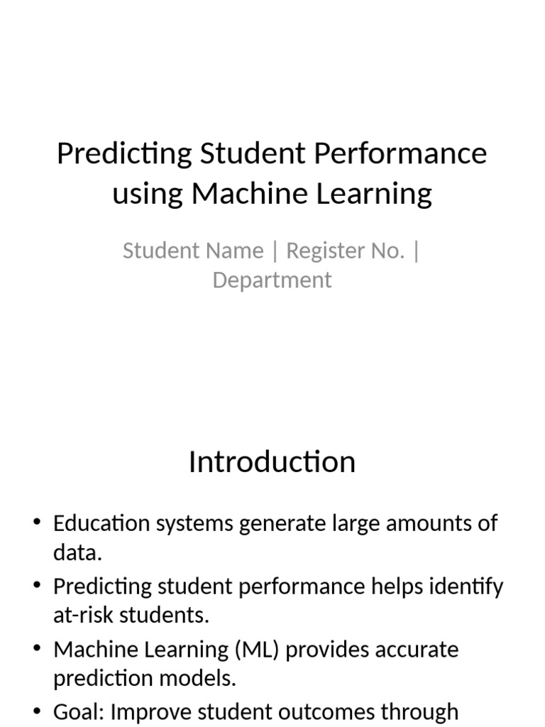 Predicting Student Performance | PDF | Machine Learning | Data Analysis