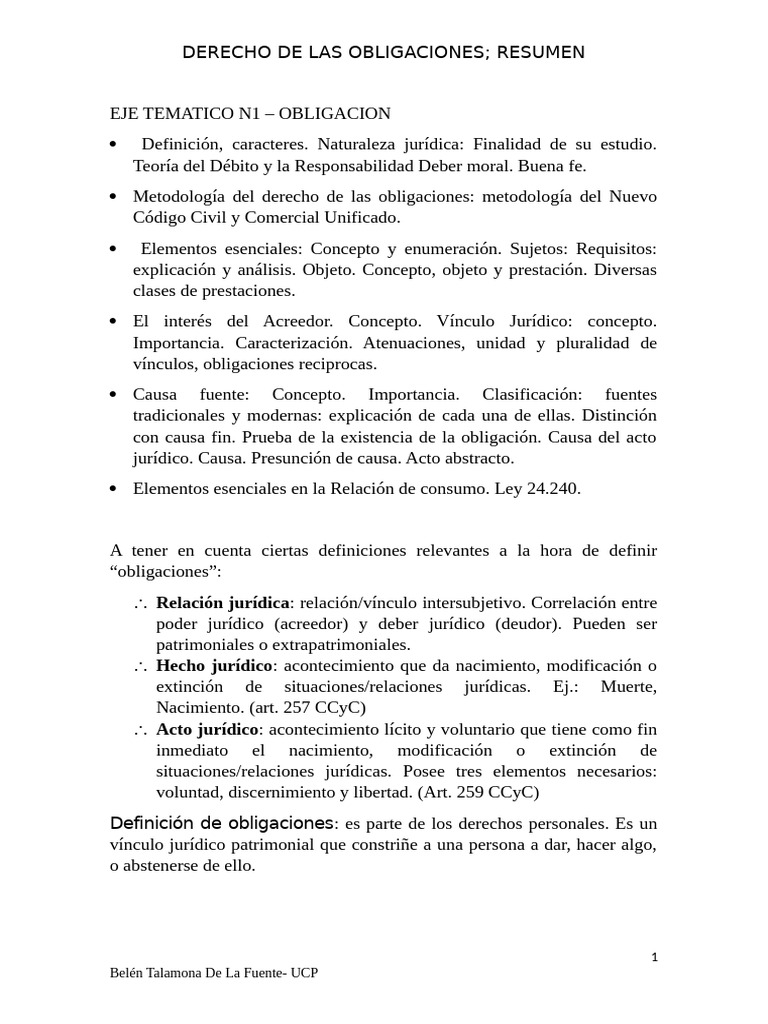 Resumen del Derecho de las Obligaciones | PDF | Bienes (Ley) | Pagos