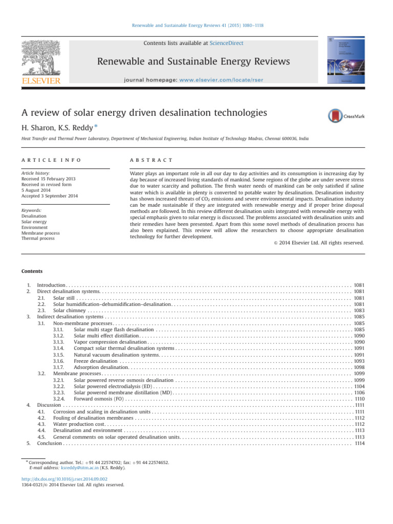 Solar-Powered Desalination Review | PDF | Desalination | Water
