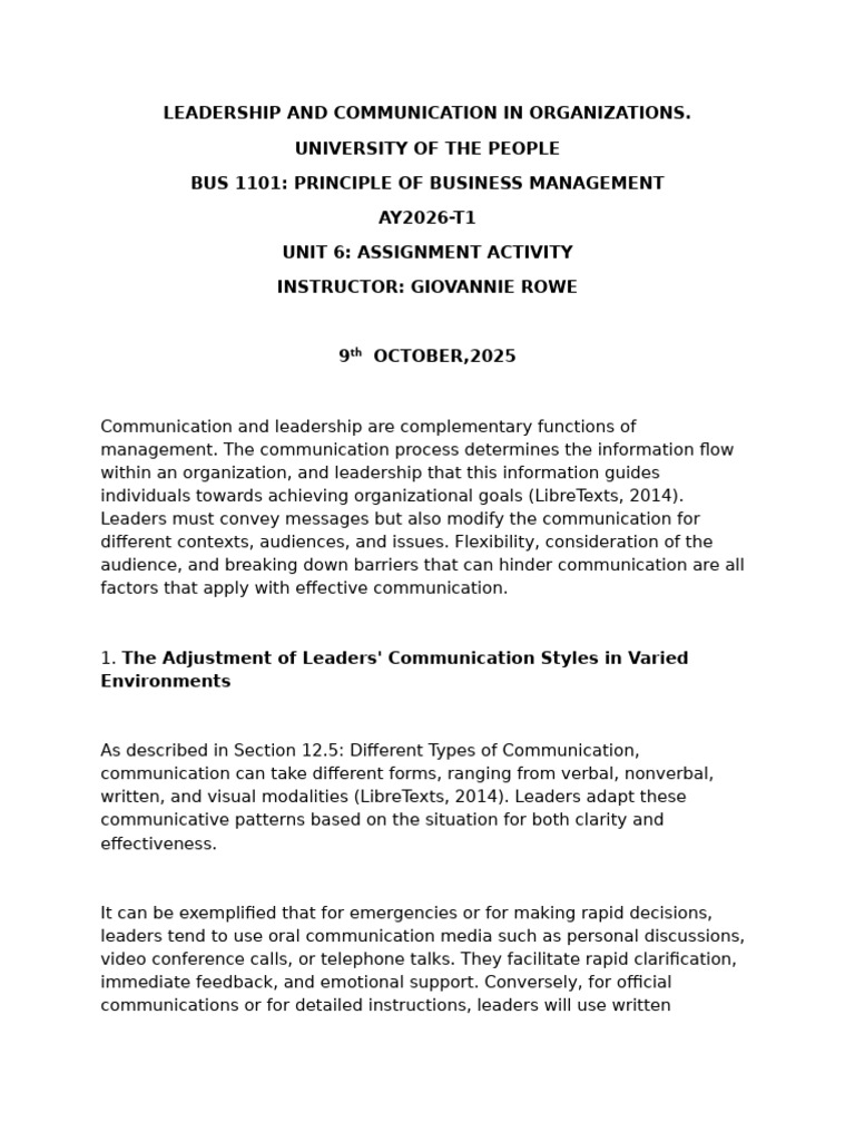 Leadership Communication Strategies | PDF | Communication | Nonverbal ...