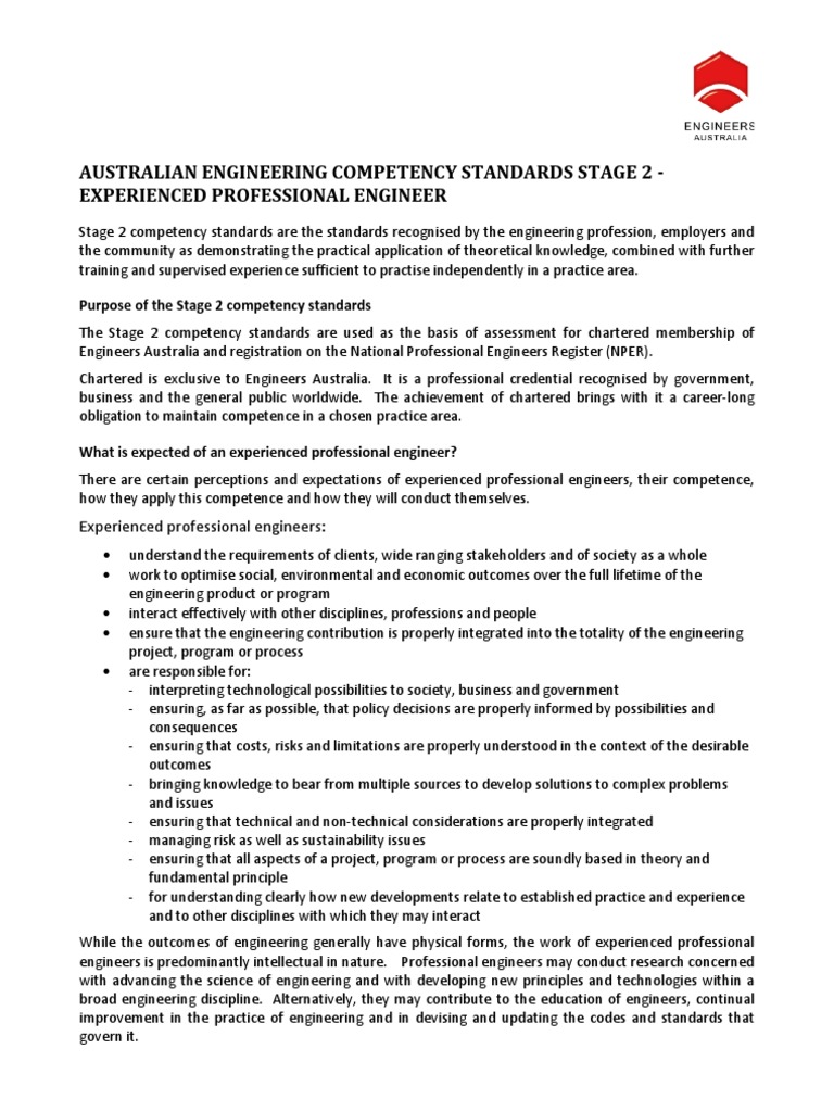 Australian Engineering Competency Standards | PDF | Competence (Human ...