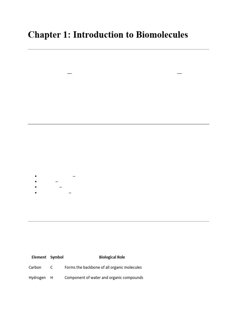 Introduction to Biomolecules and Their Functions | PDF | Biomolecules ...