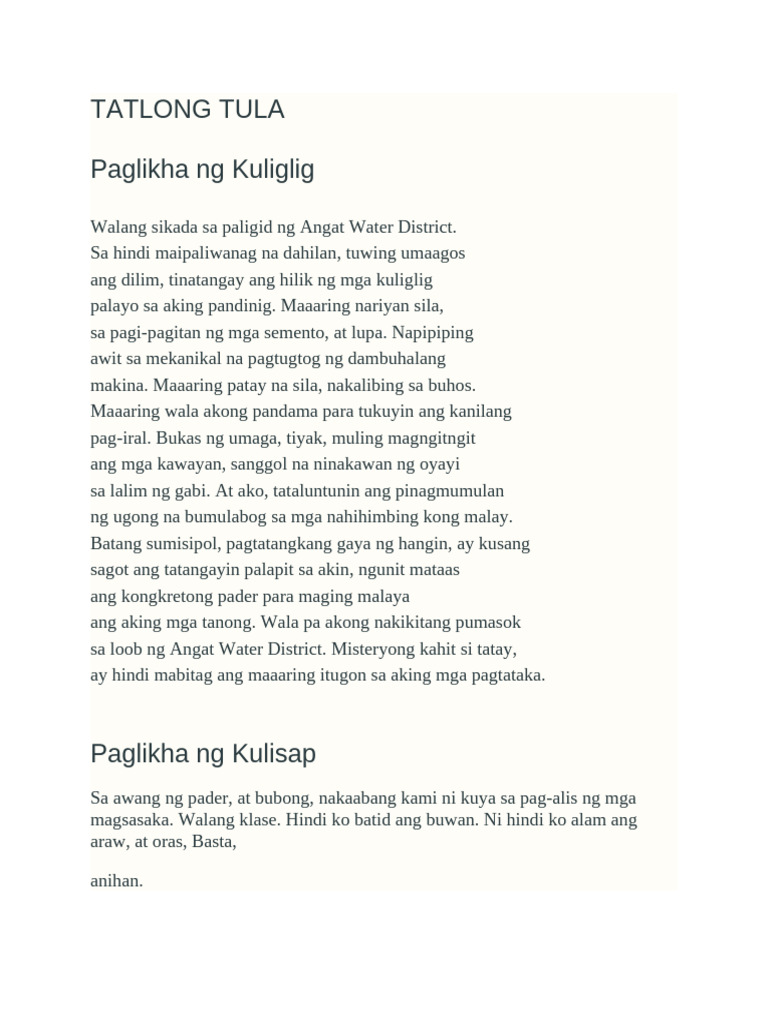 Tatlong Tula | PDF