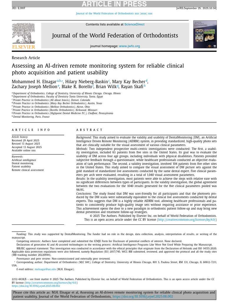 AI Remote Monitoring in Orthodontics | PDF | Artificial Intelligence ...