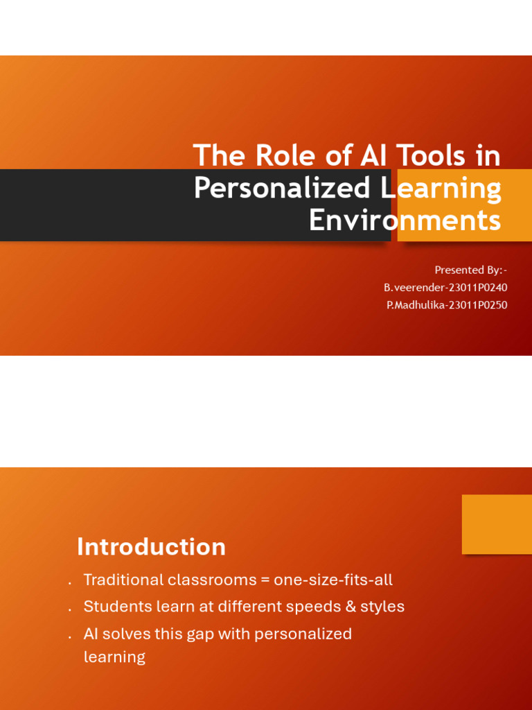 AI Tools Transforming Personalized Learning | PDF