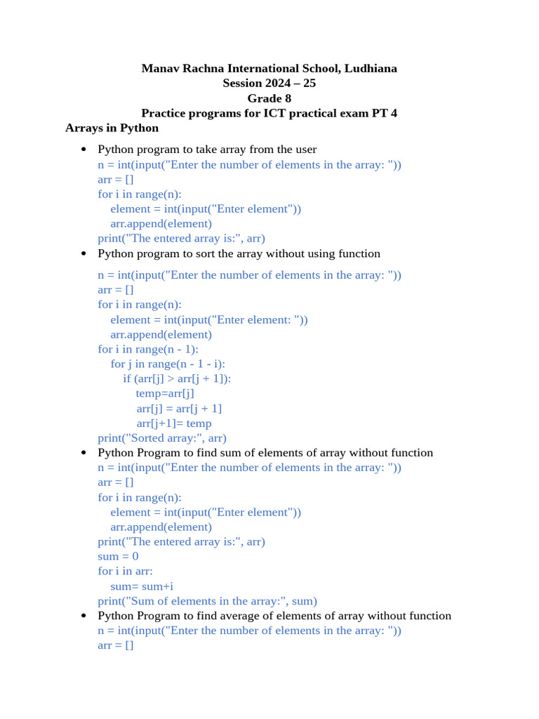 Aswer Key PYTHON PROGRAMS Grade 8 PT4 2024-25 | PDF | Computer ...