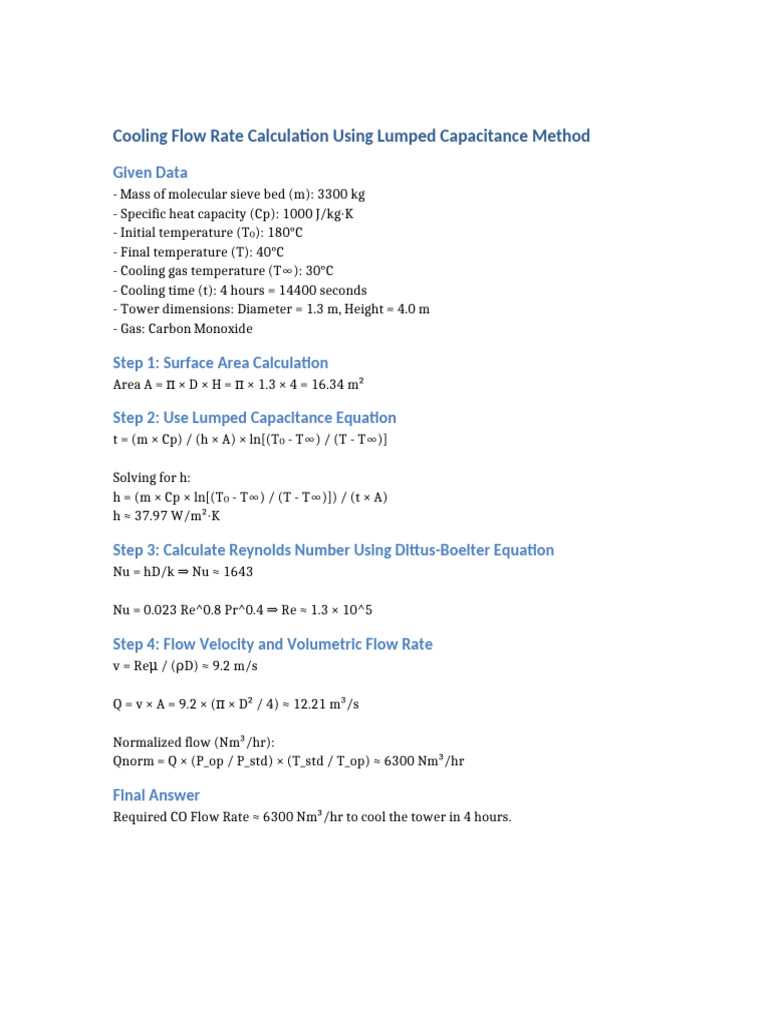 CO Cooling Lumped Capacitance Method | PDF