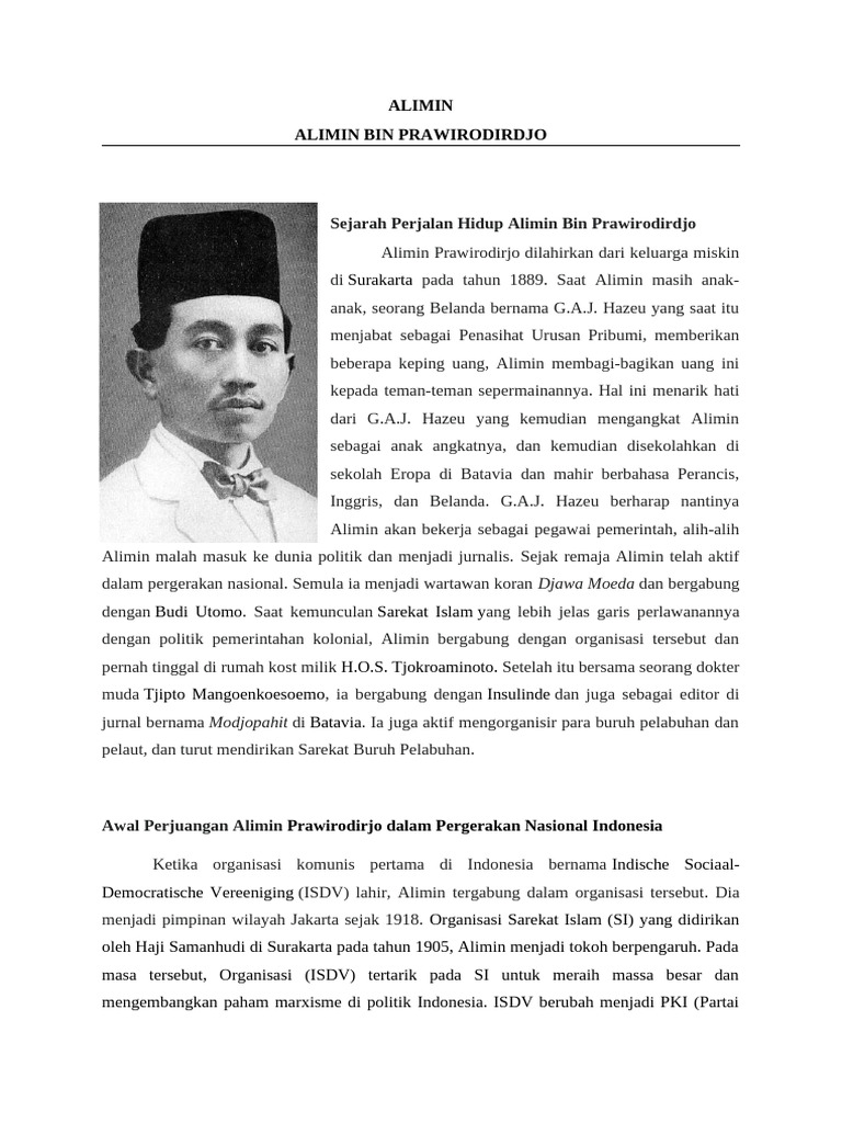 Perjuangan Alimin Prawirodirdjo | PDF