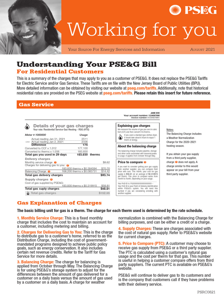 Understanding Your PSE&G Bill Summary | PDF | Natural Gas | Tax Exemption