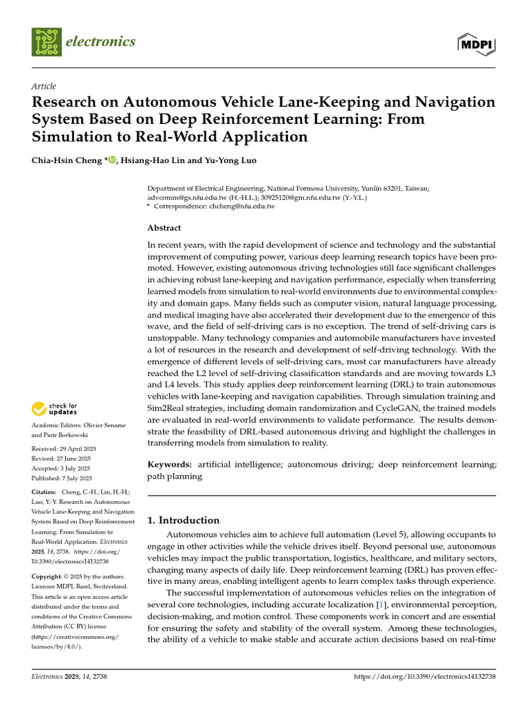 Deep Reinforcement Learning for Autonomous Driving | PDF | Simulation ...