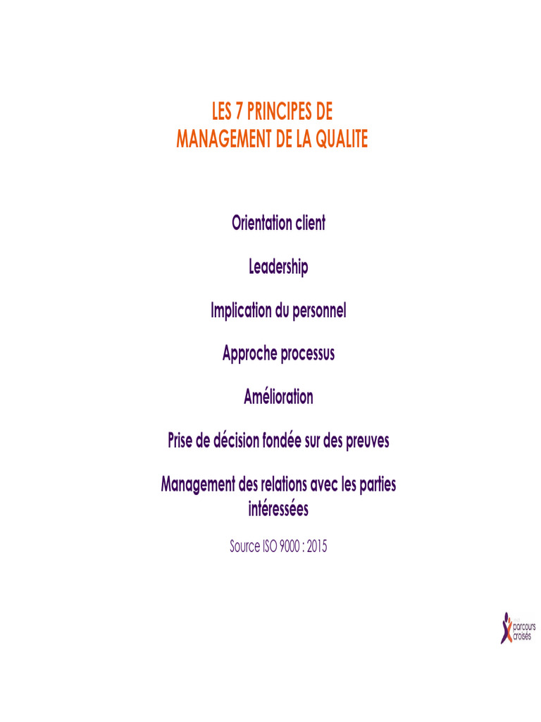 7 Principes du Management de la Qualité | PDF | Management de la ...