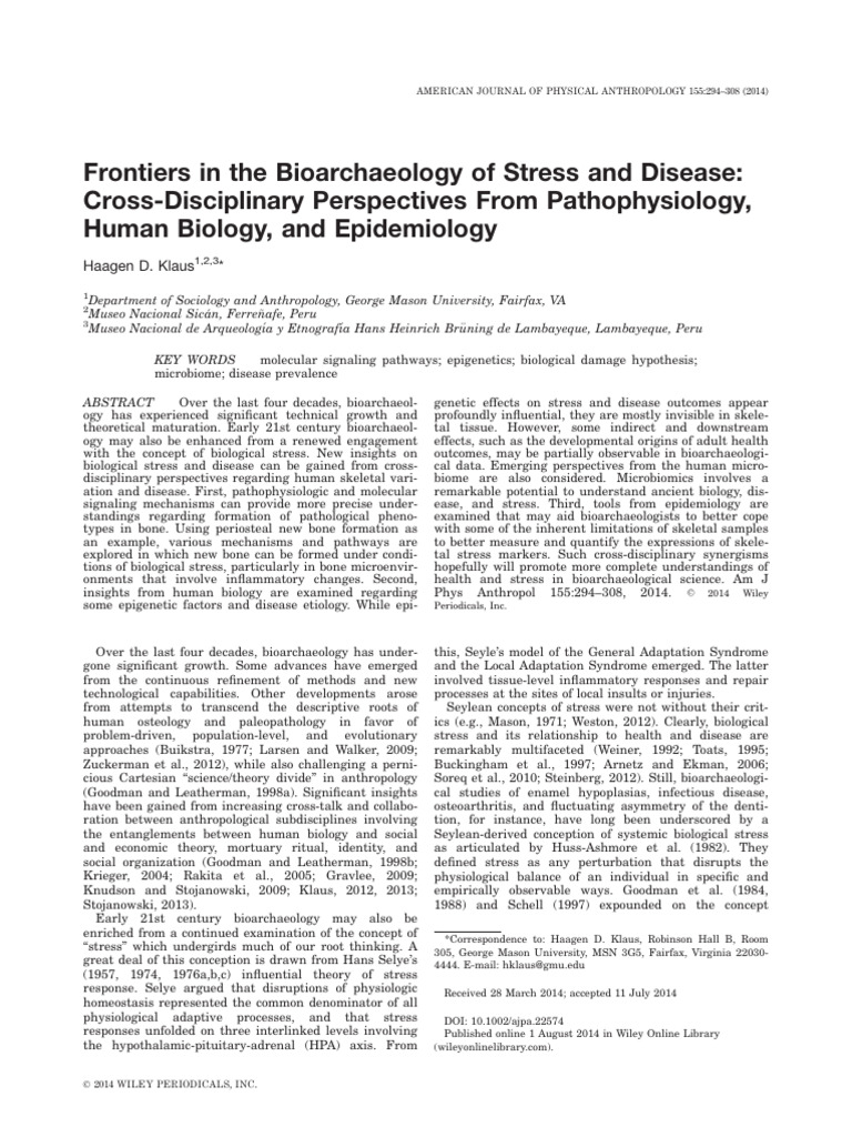 Bioarchaeology of Stress and Disease Insights | PDF | Bone | Inflammation
