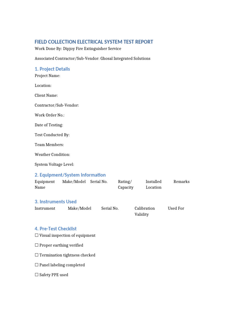 Electrical System Test Report Summary | PDF | Manufactured Goods ...