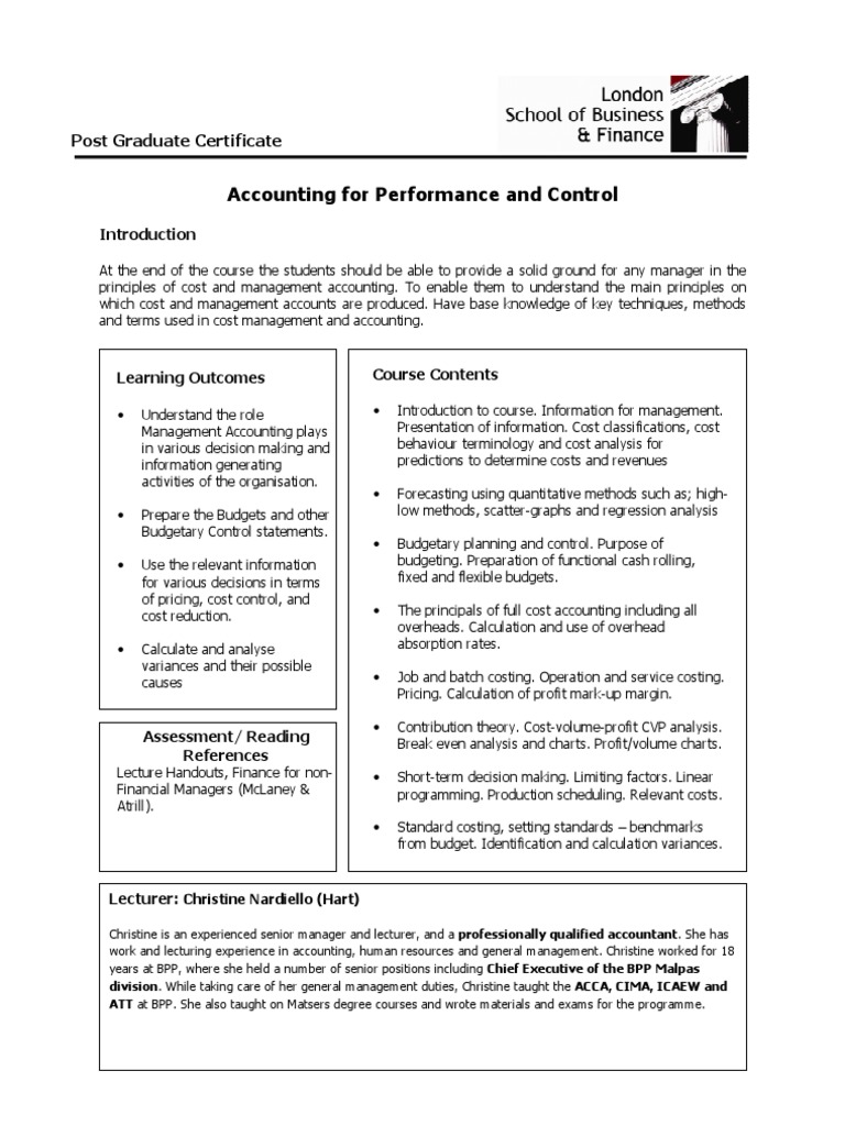 Syllabus Cost Accounting Accounting