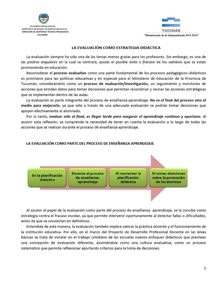Evaluación Didáctica en Educación Tucumán | PDF | Evaluación | Aprendizaje