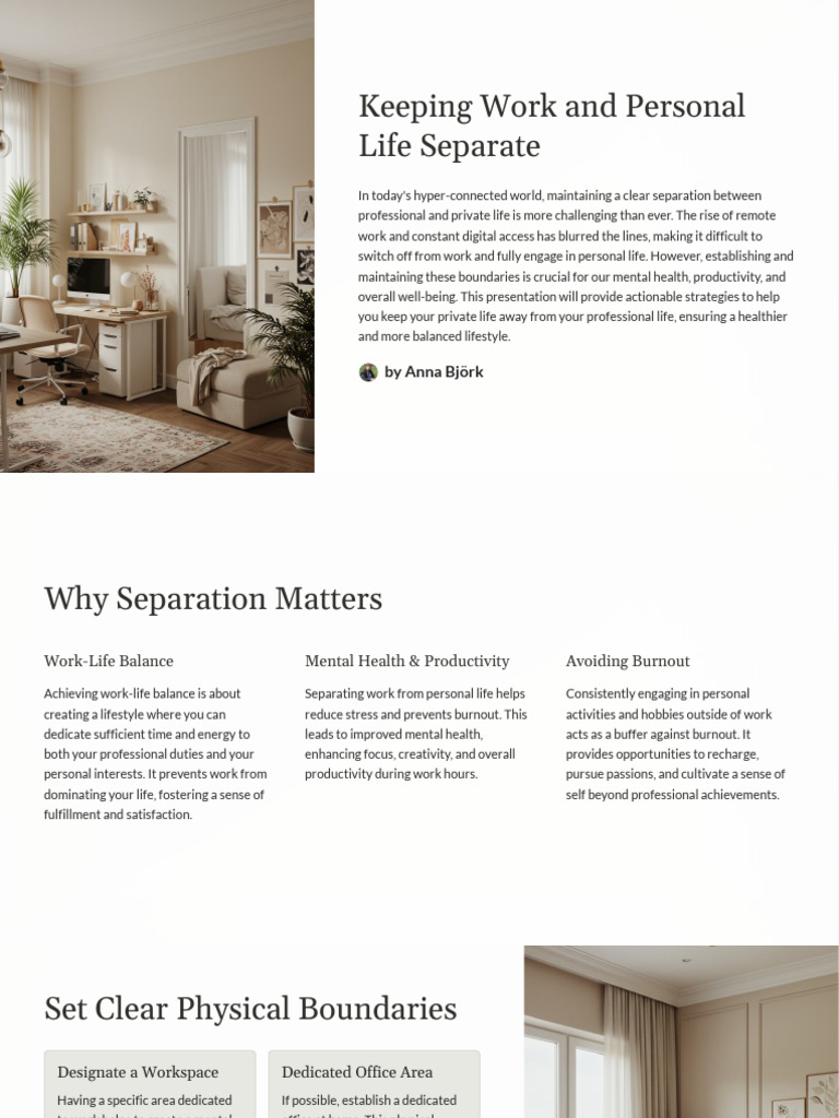 Work-Life Balance Strategies Guide | PDF | Well Being | Privacy