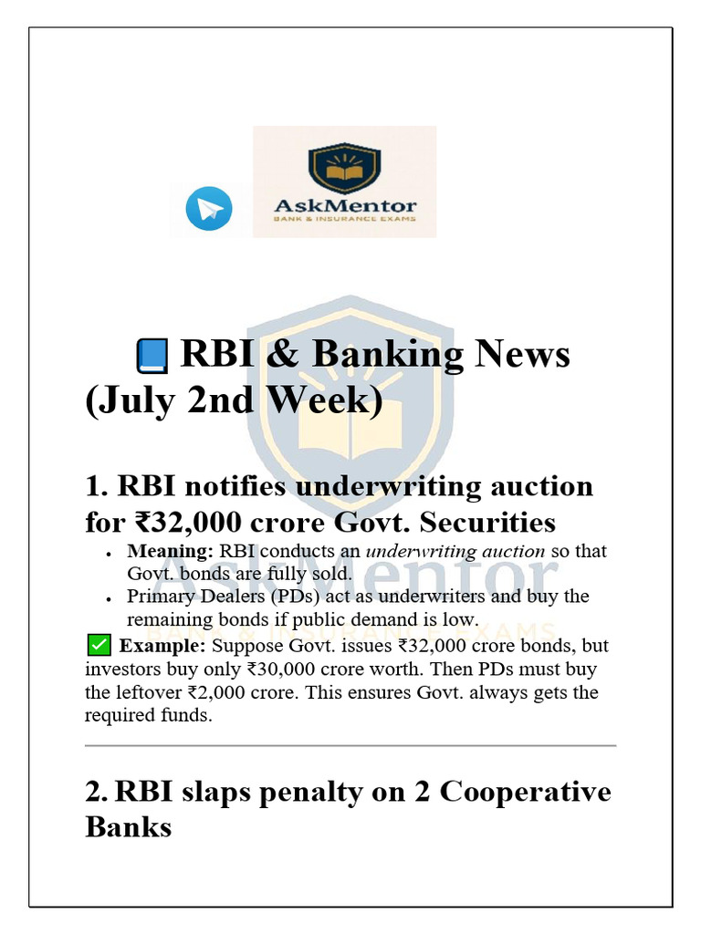 Rbi Circulars July Week 2 | PDF | Reserve Bank Of India | Banks